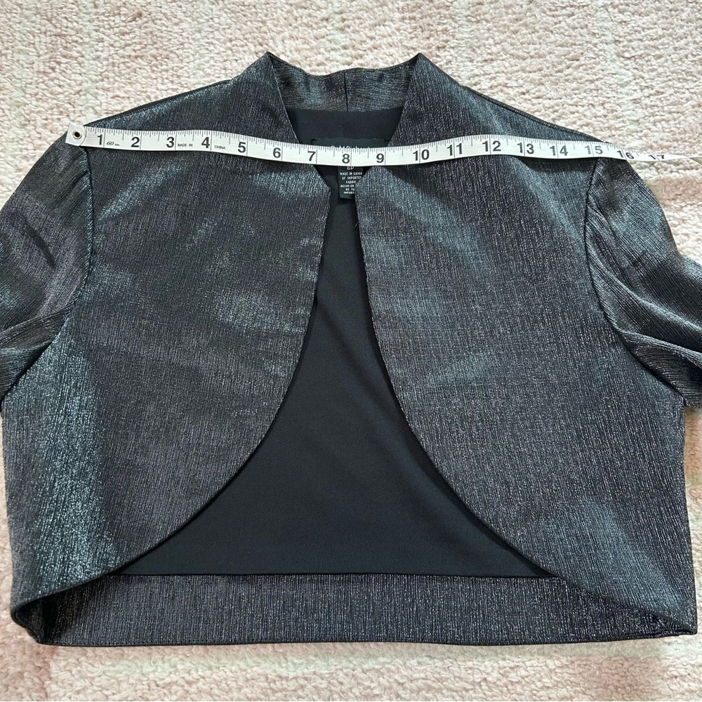 R&M Richards Shimmer Charcoal Midi Dress with Jacket Beaded Waist Size 6P Formal - Picture 5 of 16